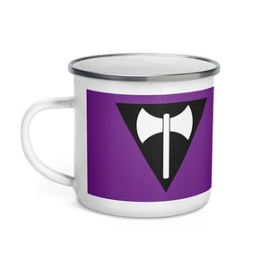 Labrys Pride Flag Enamel Mug, 12oz