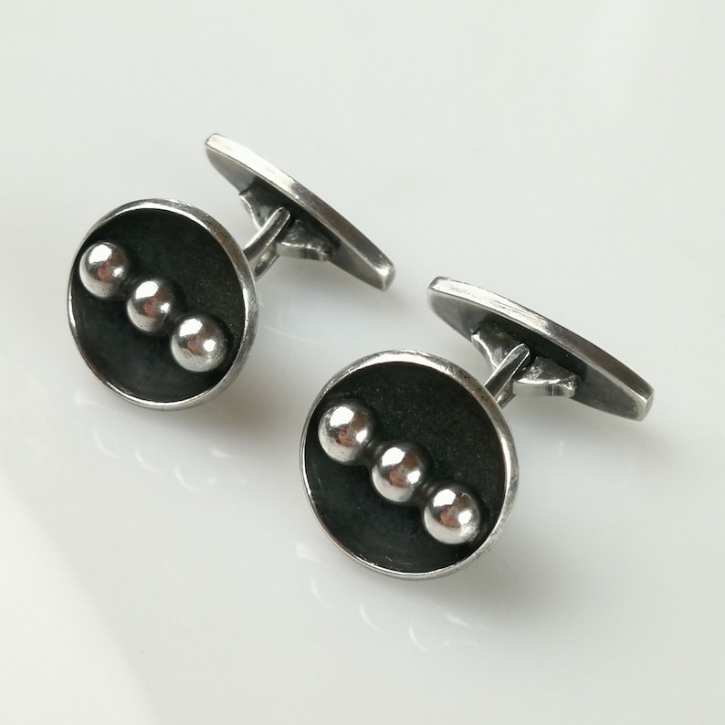 Vintage Danish Jewelry Sterling Silver 925S Hans Hansen cufflinks Denmark HaH Scandinavian