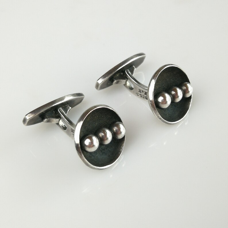 Vintage Danish Jewelry Sterling Silver 925S Hans Hansen cufflinks Denmark HaH Scandinavian