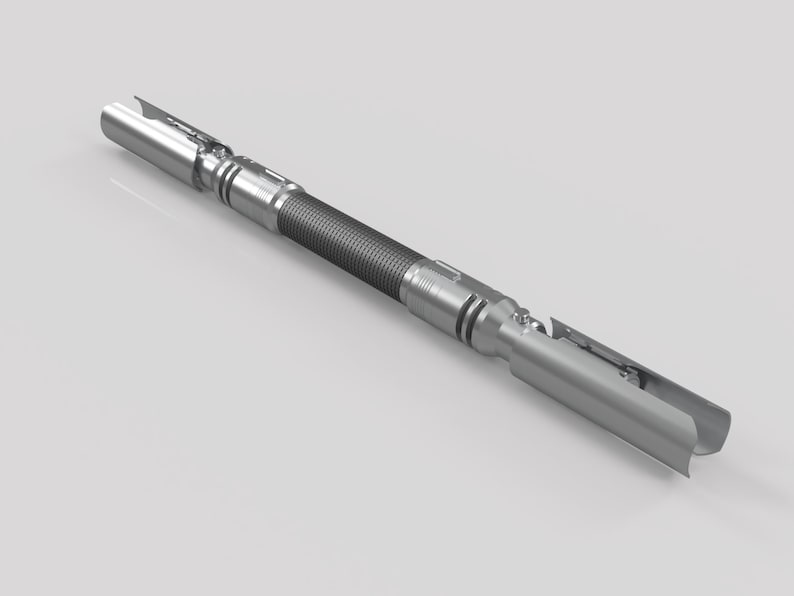 May include: A silver metal tool with a textured middle section and two open ends. The tool is designed for connecting pipes.