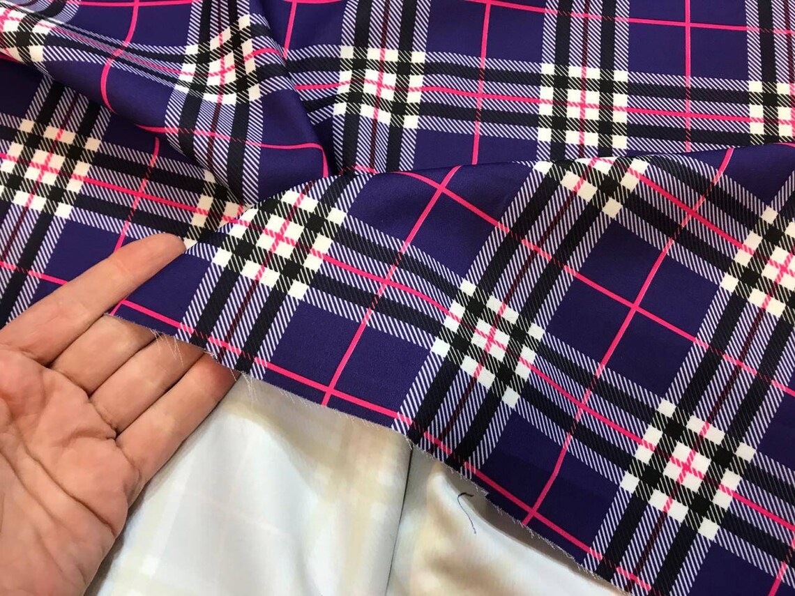 Plaid fabric/plaid purple fabric/purple plaid fabric/plaid Etsy
