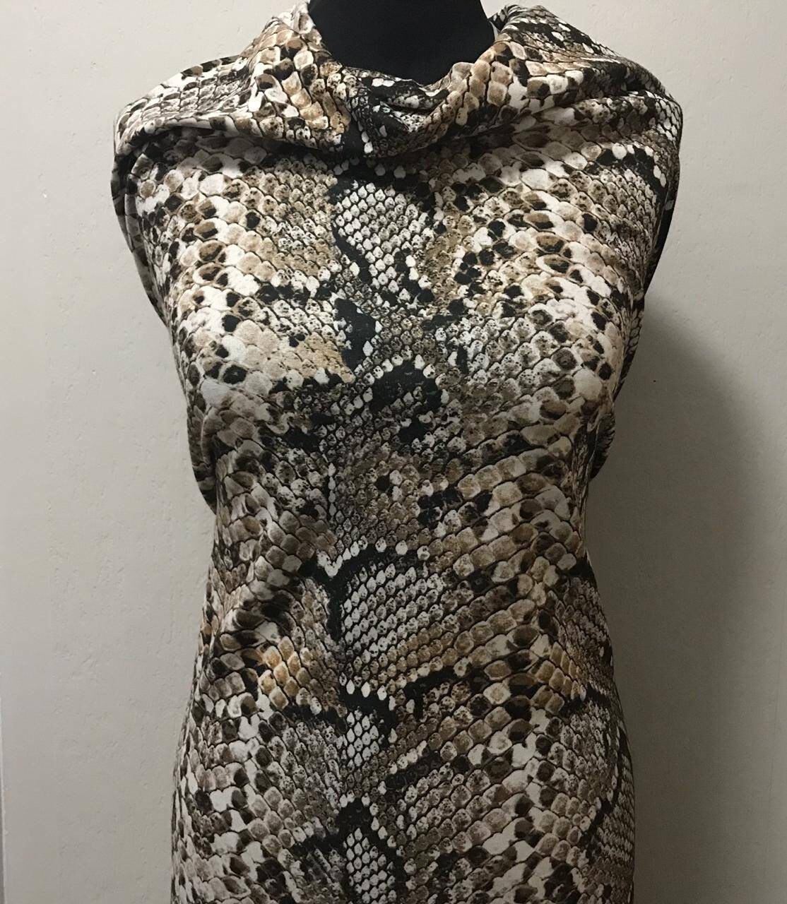 Python jersey fabric/haute couture fabric/brown snakeskin | Etsy