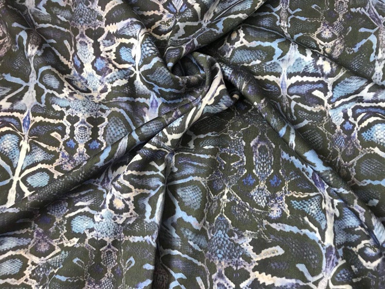 Purple python wool fabric/haute couture fabric/ blue snakeskin Etsy