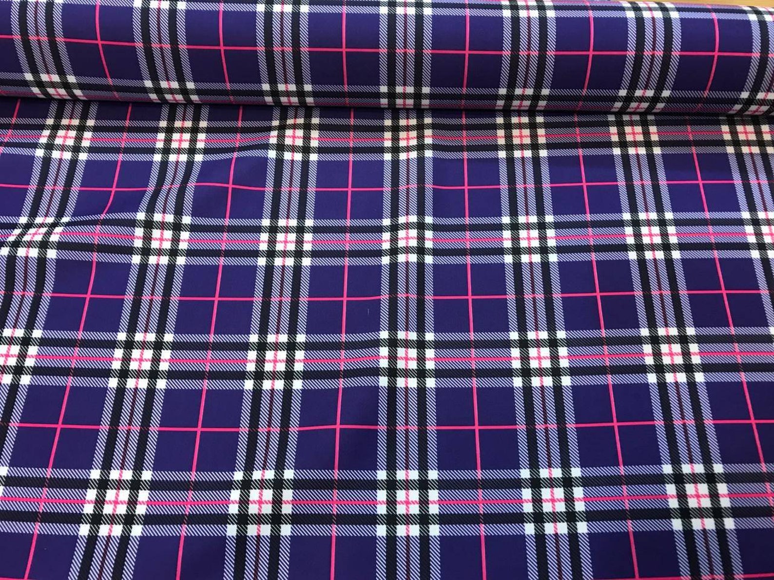 Plaid fabric/plaid purple fabric/purple plaid fabric/plaid Etsy