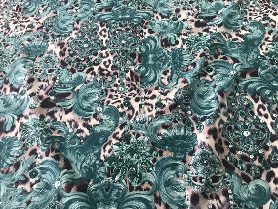 Leopard fabric for raincoat Cheetah fabric for raincoathaute couture fabricleopard fabric waterprooffabric for bag Baroque fabric.