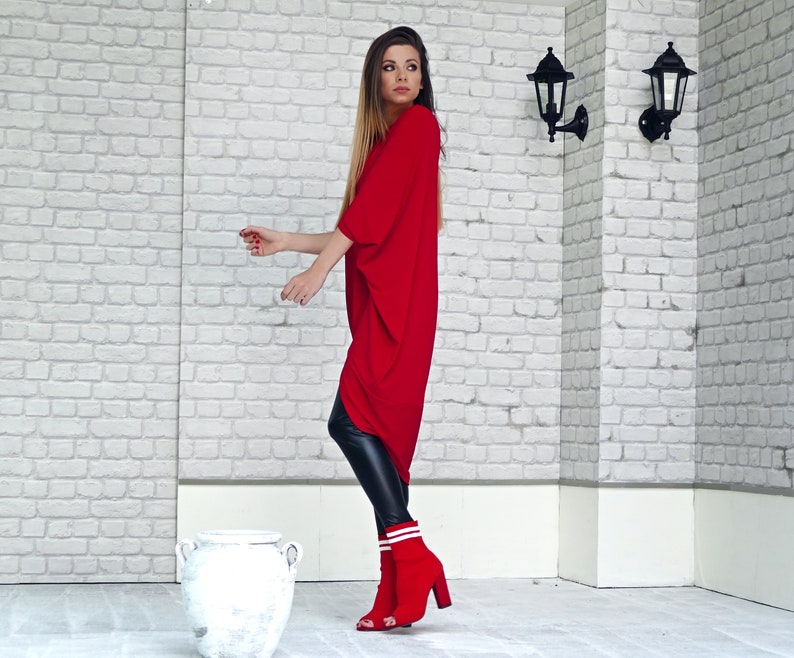 Plus Size Red Tunic Dress for women
