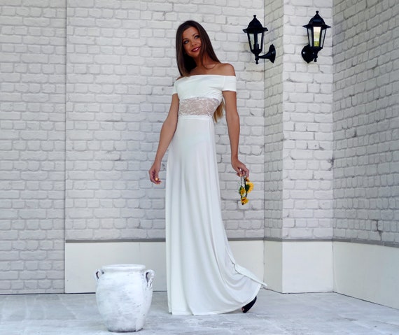 Off Shoulder Beach Wedding Dress