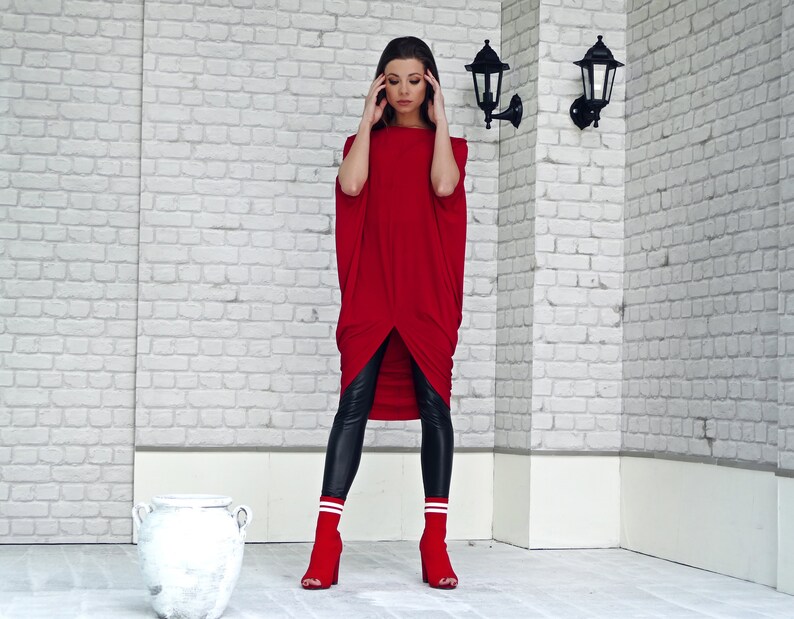 Plus Size Red Tunic Dress for women