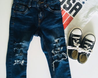 kids - distressed jeans - shredded - destroyed - denim