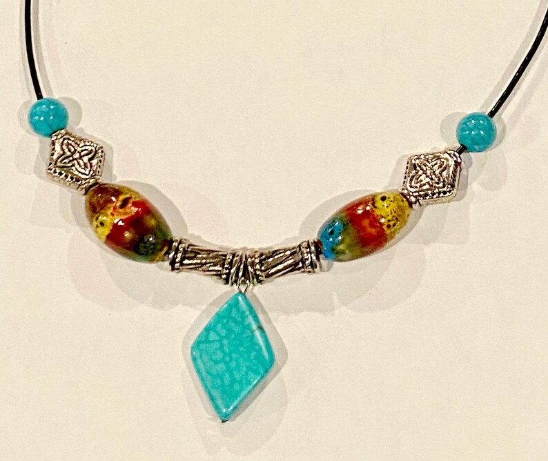 Southwestern Turquoise Beaded Pendant Necklace