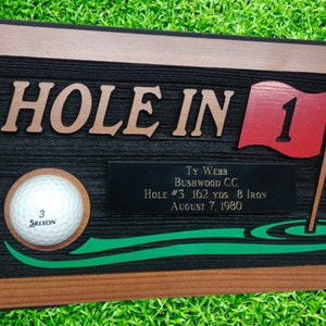 hole in one golf plaque   hole in one gifts  hole in one display