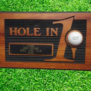 Personalized Wooden Hole in One Ball Display Plaque with Crossed