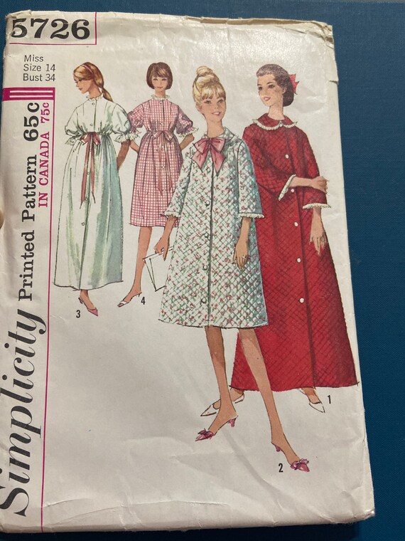 Pattern Misses Robe Simplicity 1964 Sewing & Needlecraft Patterns ...