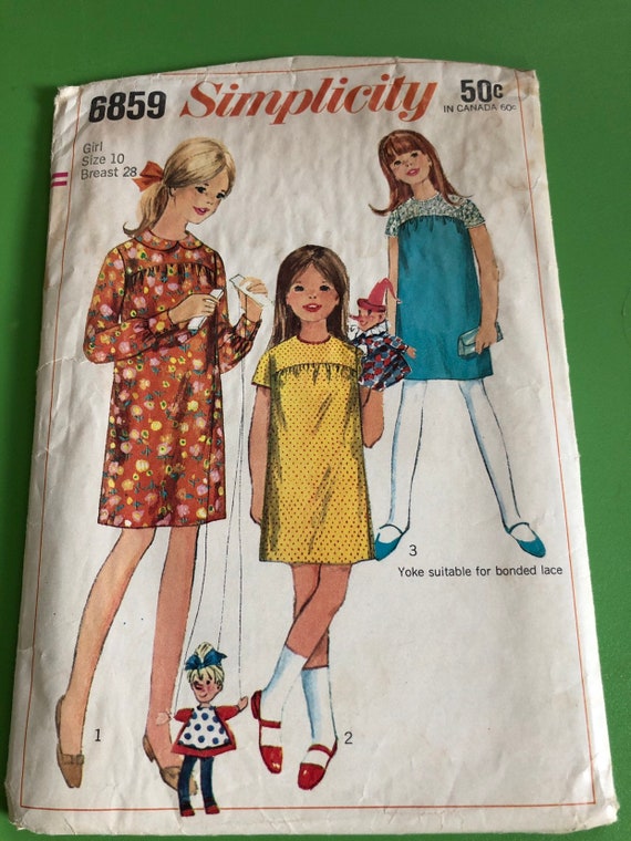 1966 Vintage Simplicity Sewing Pattern 6859 Girls One Piece Etsy