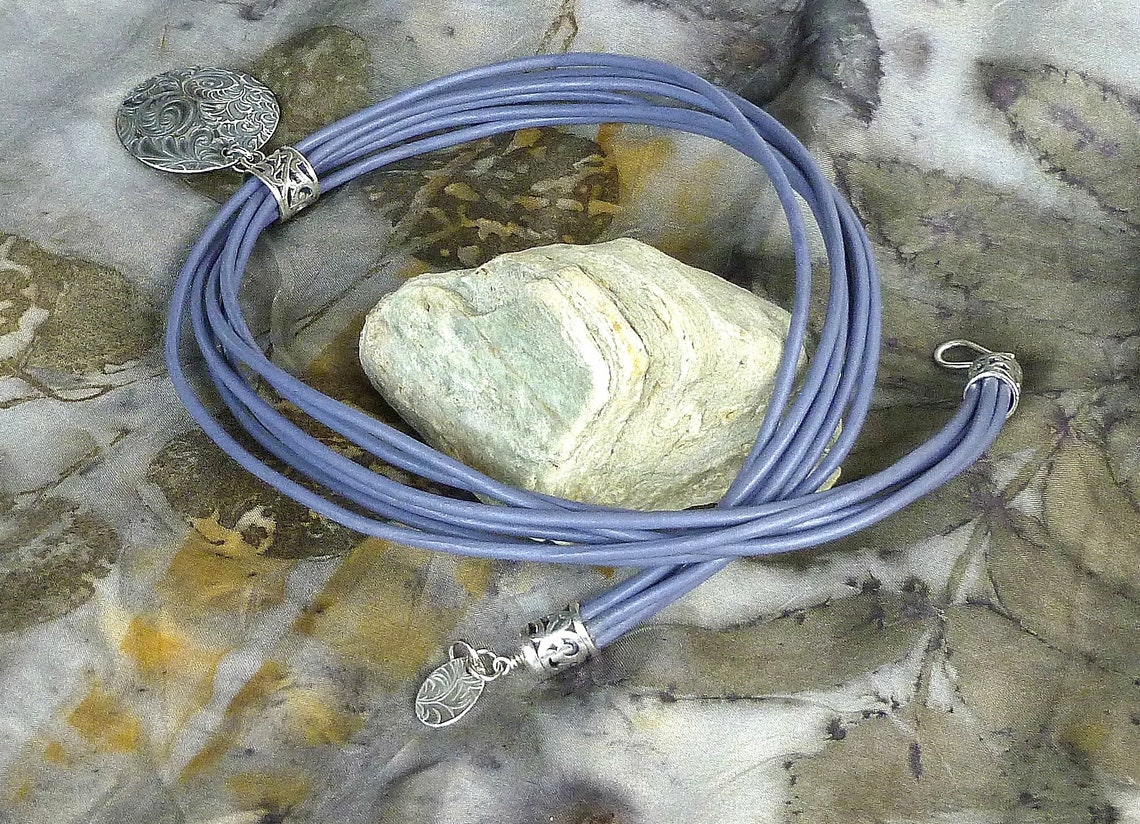 Sterling Silver Pendant With Lavender Leather Cord Necklace. Etsy UK