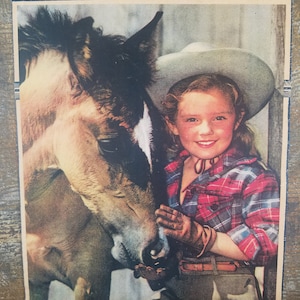 Little Cowgirl - Young Girl with Horse - Reproduction print of original