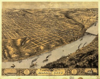 City View of Kansas City, Missouri in 1869