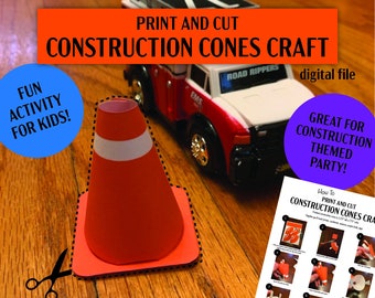 Mini Construction Cones Craft - quarantine fun, kids activity, pretend play, inside fun activity for kids, diy cones for cars and trucks