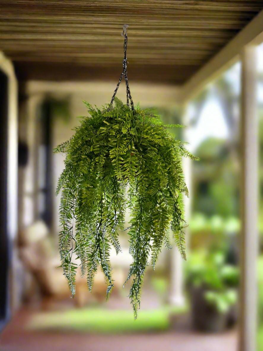 Artificial Boston Fern Hanging Basket: Lush Greenery, 8-inch - Etsy