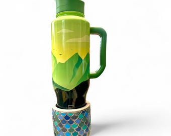 El Ancla – Portavasos pesado con base de cemento vertido y pintado a mano, accesorio antivuelco para vasos