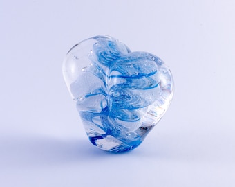 Glass Heart with Color and Bubble swirls