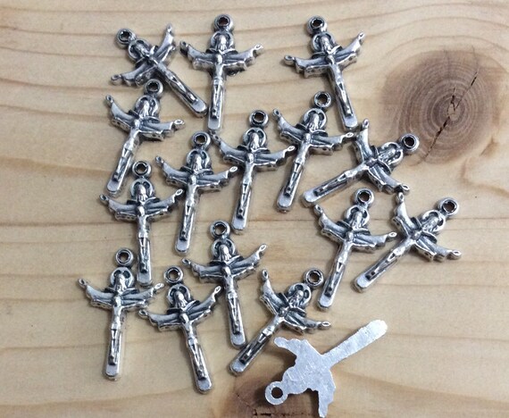 10x Cross Rosary Charm 2 Hole Connectors for Bracelet/Religious Earring  Supplies