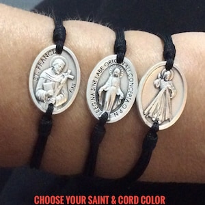 Saint Catholic Medal Bracelet for Men Women - Choose your Saint - Catholic Wristband - St Joseph - St Gerard - St Anne - St Michael