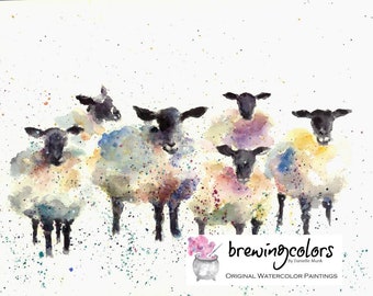 SHEEP ART PRINT - watercolor sheep, sheep art, nursery art, sheep painting, farmhouse decor, lamb art, lamb painting, farm art, lamb nursery