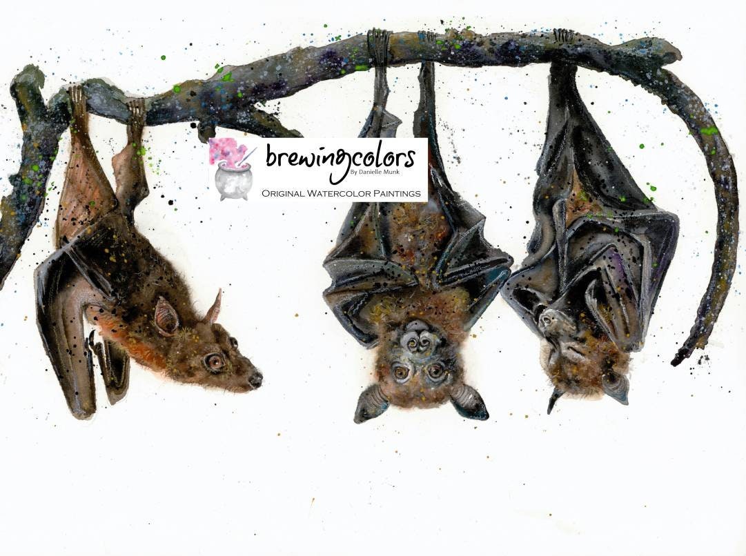 BAT ART PRINT Watercolor Bat Bat Decor Bat Painting | Etsy