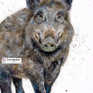 Wildlife Decor Pig Illustration Animism Tarot Gift Forest Animal Wall Art Five of Wands Tarot Card Wild Boar Print