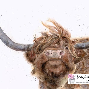 HIGHLAND COW PRINT - watercolor cow, highland cow painting, farm art,  farmhouse wall art, Scottish wall decor, cow art, cow painting, cows