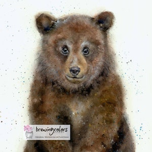 BEAR ART PRINT - watercolor bear, baby bear painting, bear nursery, bear art, bear painting, woodland nursery art, bear cub art print
