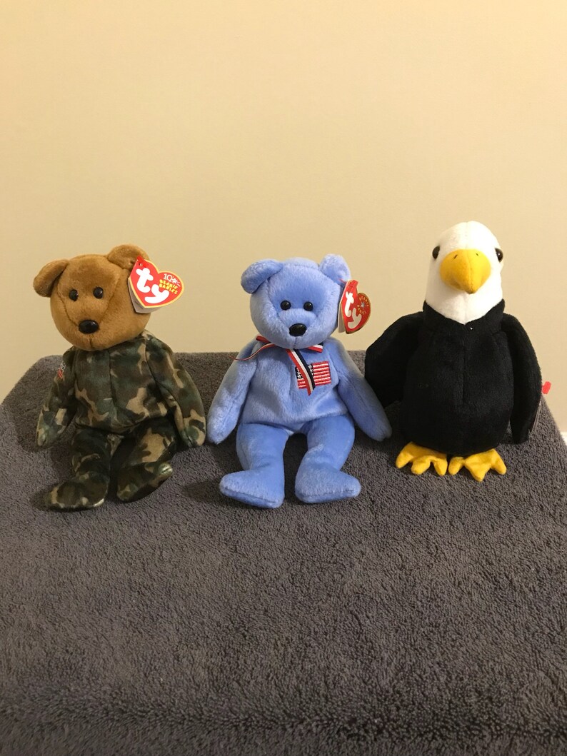 Patriotic Beanie Babies America Glory USA Baldy Lefty Etsy
