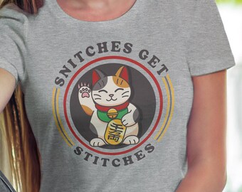 Camiseta Neko Cat Anarchy – Quem dedura leva porrada, camiseta engraçada de gato