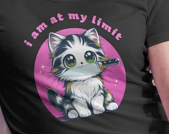 Kitten with Knife T-Shirt - Anime Meme Unisex Tee