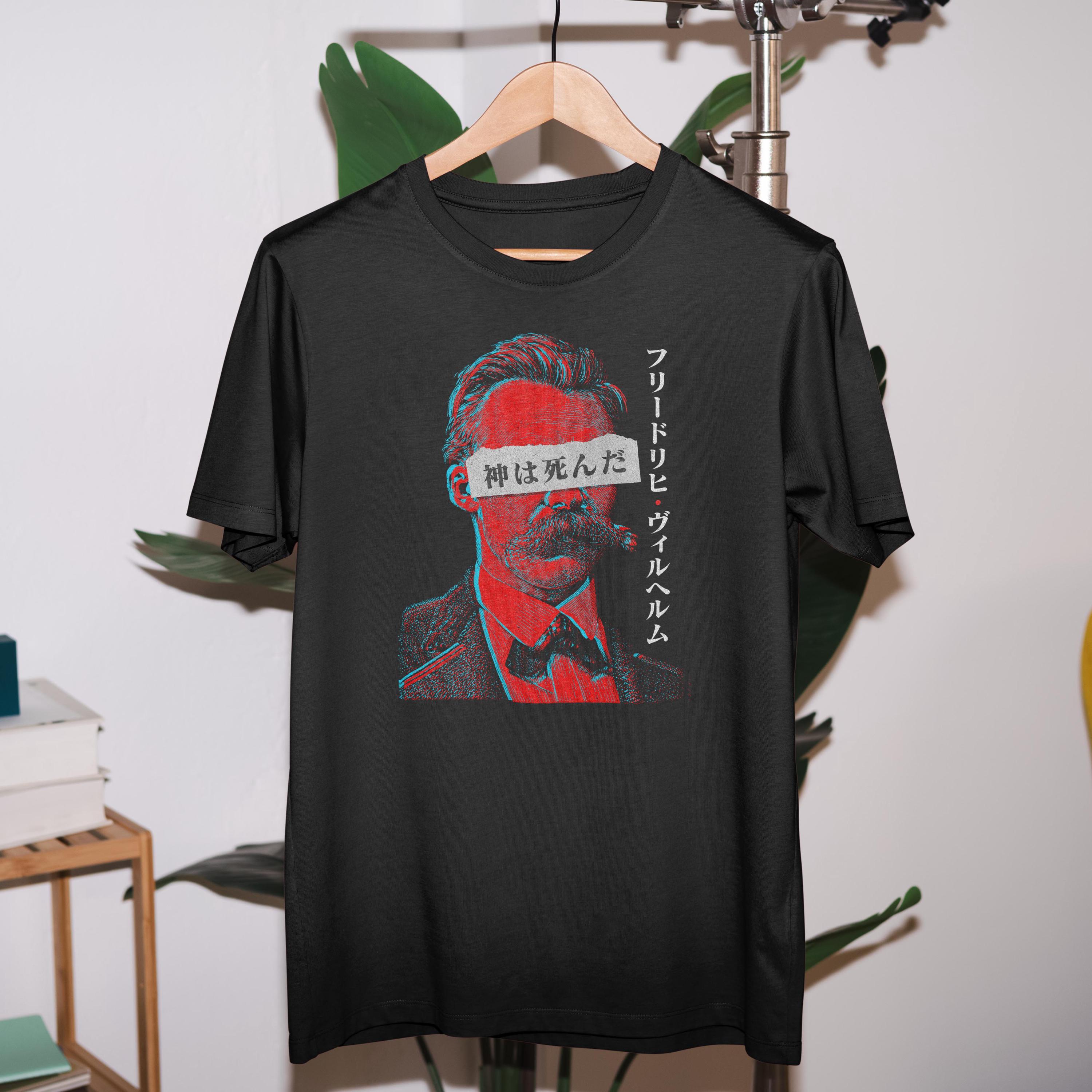 God Is Dead ニーチェ シャツ – 日本のレトログリッチアートTシャツ 