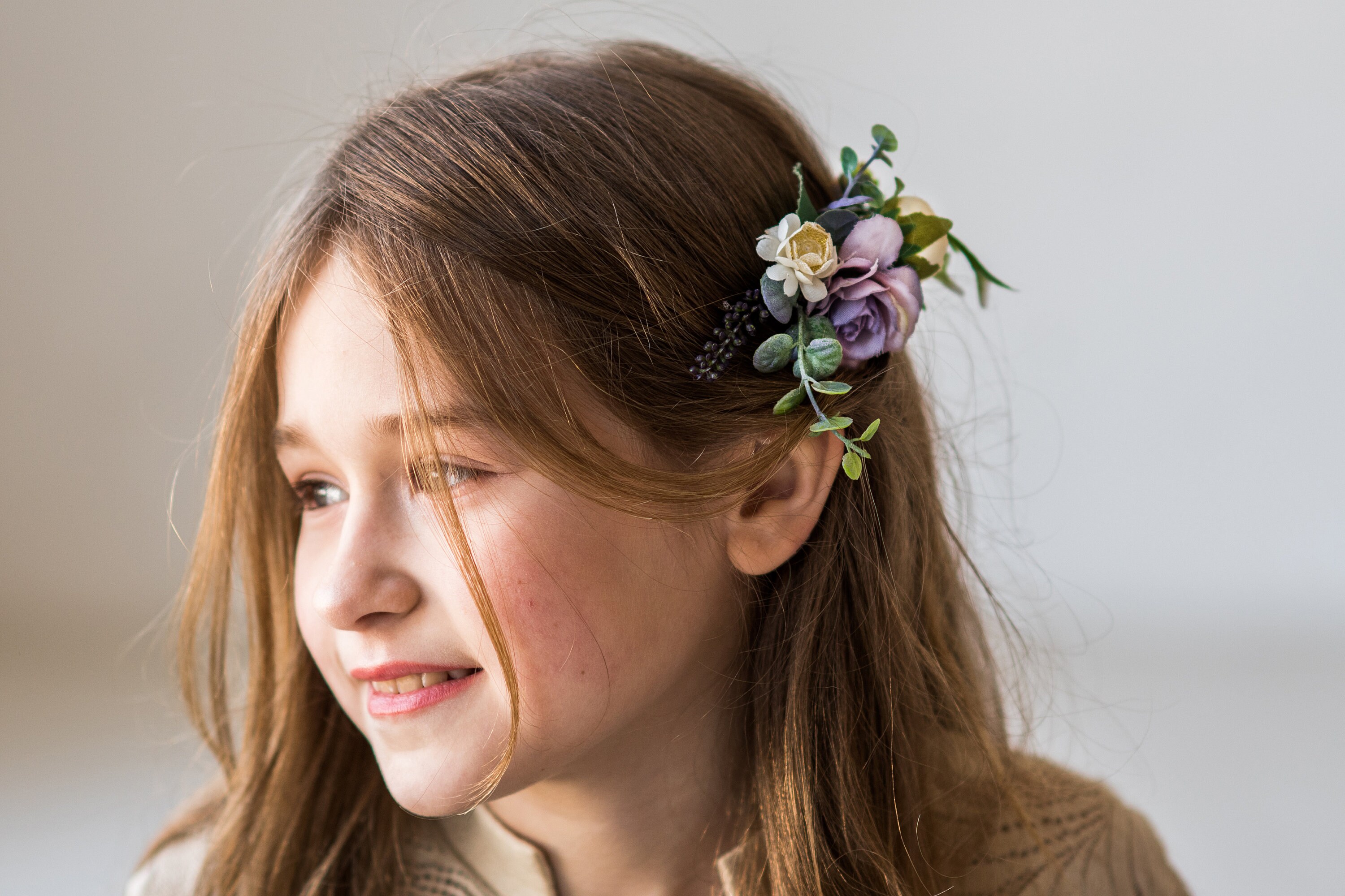 Blush and purple flower crown Bridal flower comb Pale blue Etsy