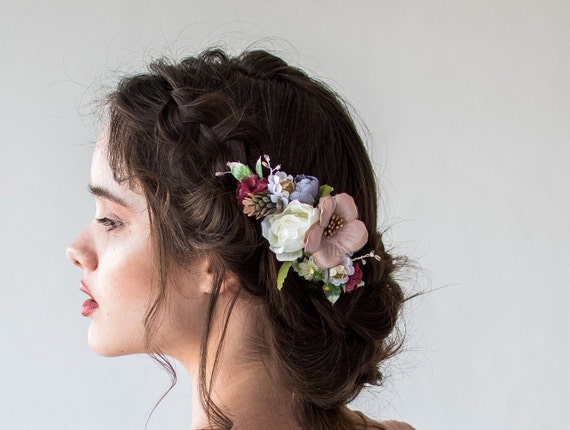 Beige and blush pink hair comb bridal hair piece