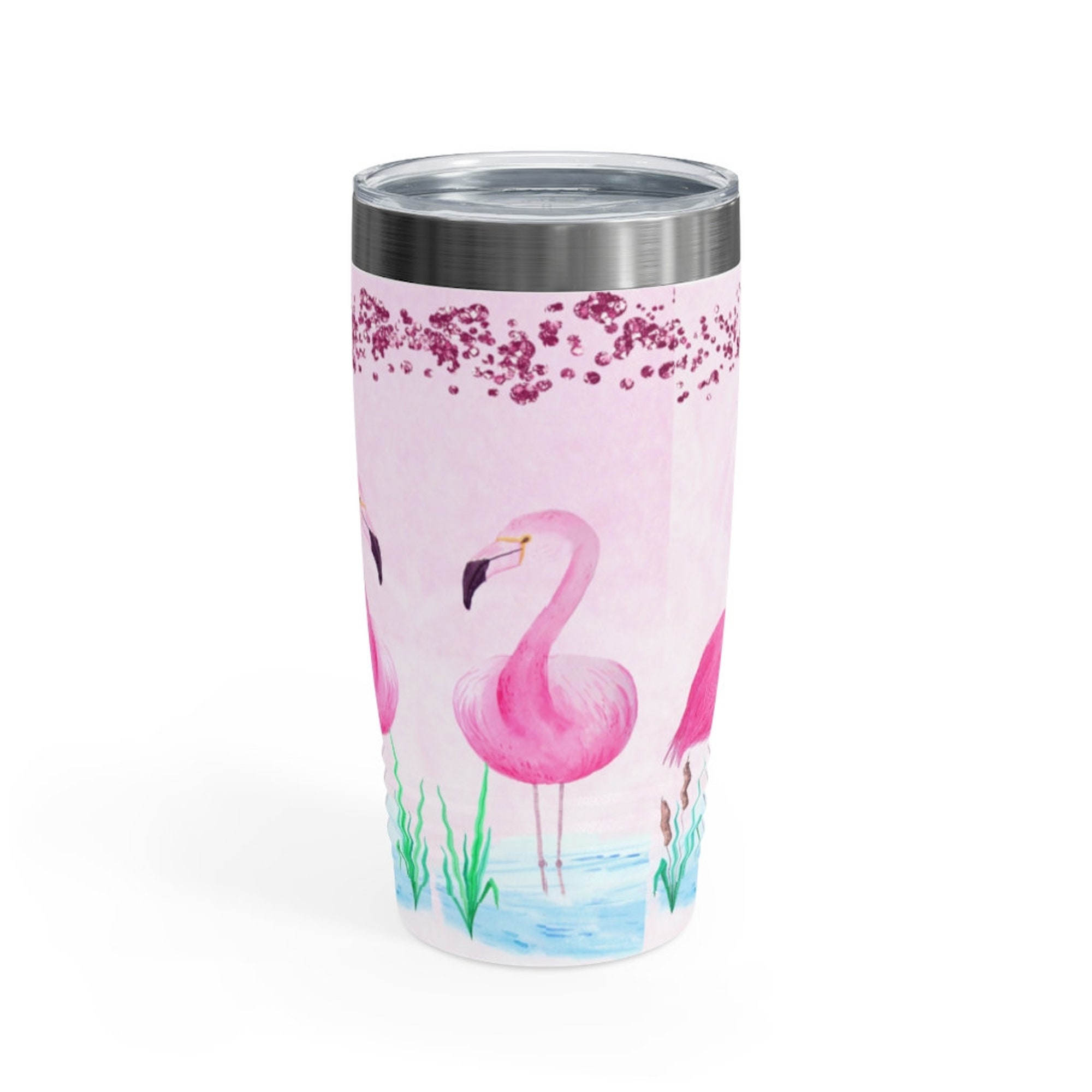 Pink Flamingo Tropical Ringneck Stainless Steel Tumbler