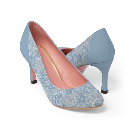 blue lace pumps