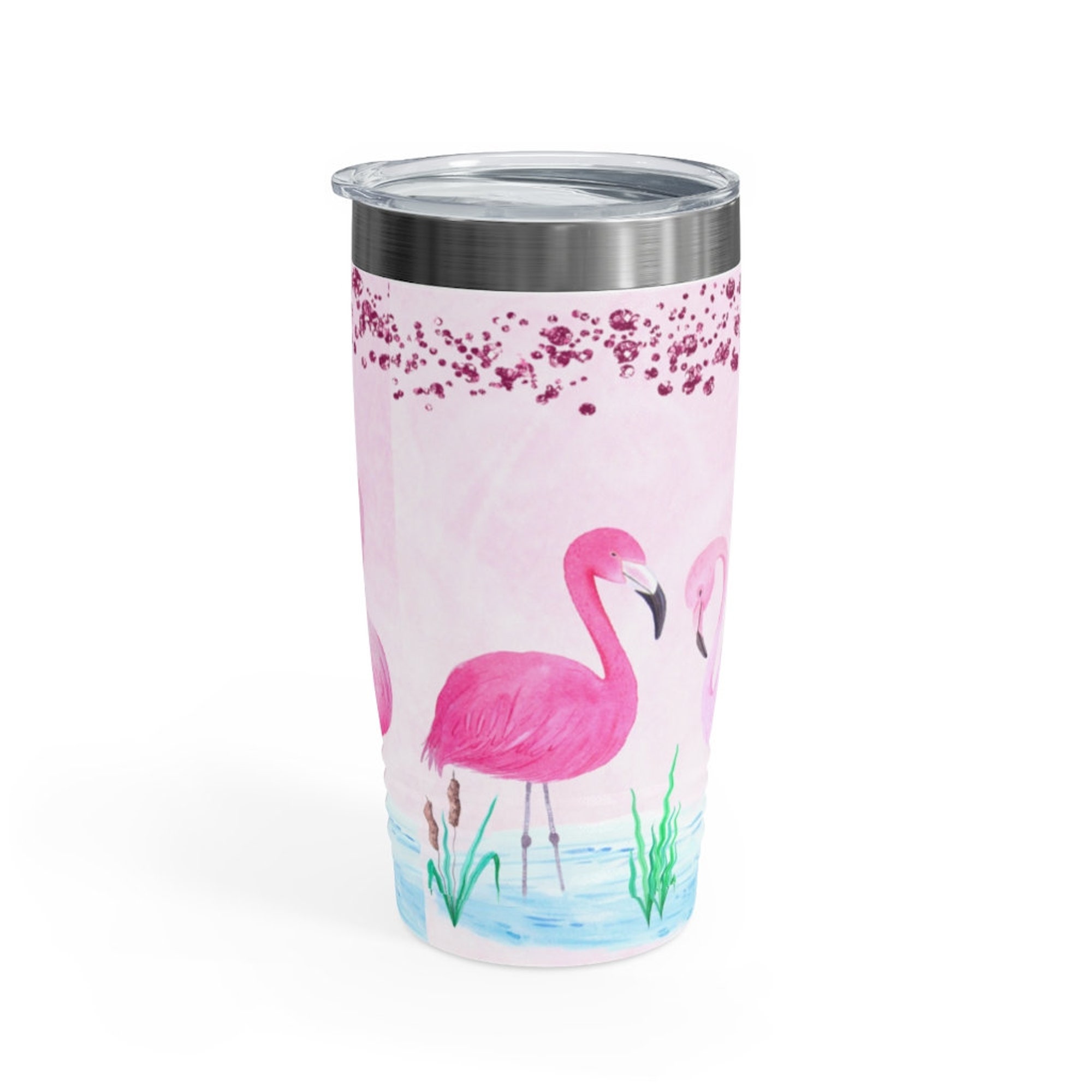 Discover Pink Flamingo Tropical Ringneck Stainless Steel Tumbler