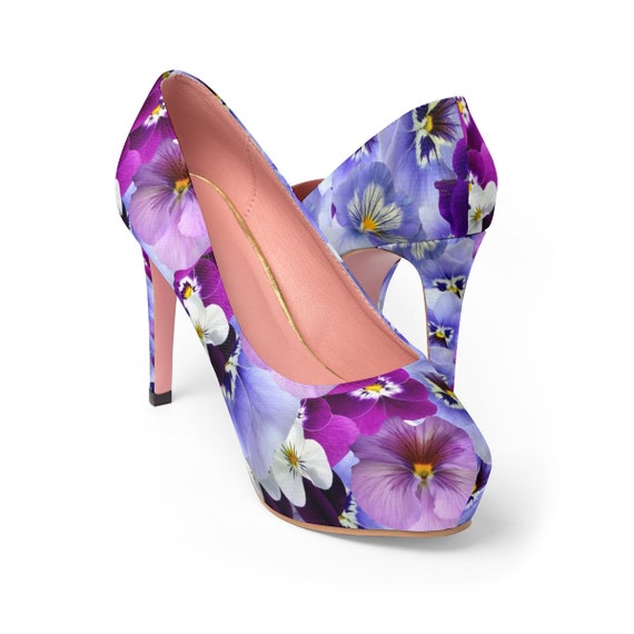 purple floral shoes