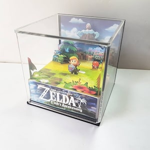 Zelda link's awakening diorama 3d cube with song