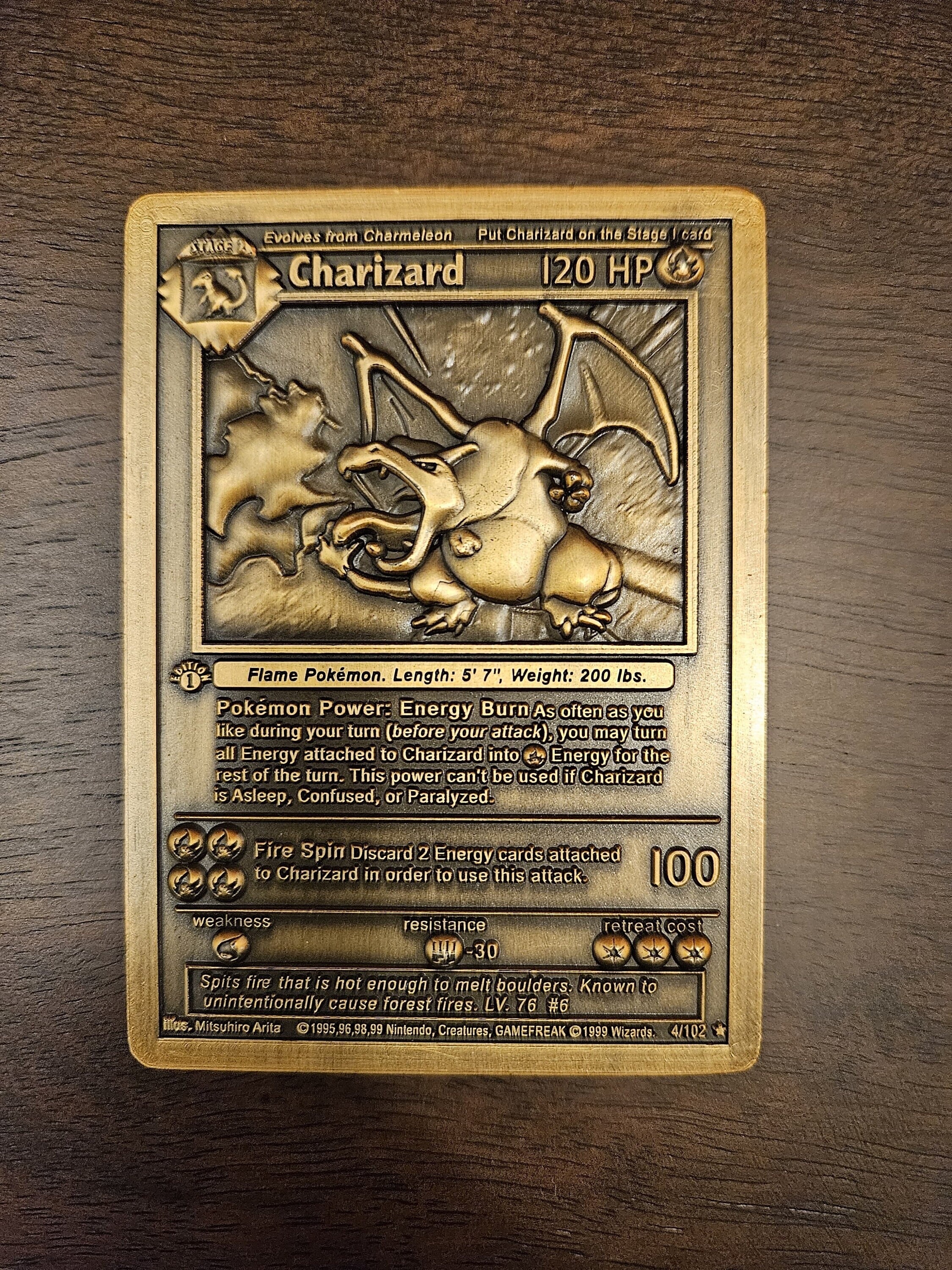 Pokemon Bronze 3d Metal Card Charizard - Etsy UK