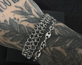 Mesh Chainmail Stainless Steel Bracelet | Hand Made Bracelet | Silver