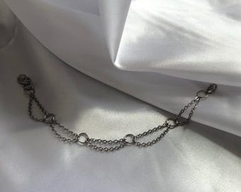 Bransoletka RUE – gotycka bransoletka z podwójnym łańcuszkiem ze stali nierdzewnej