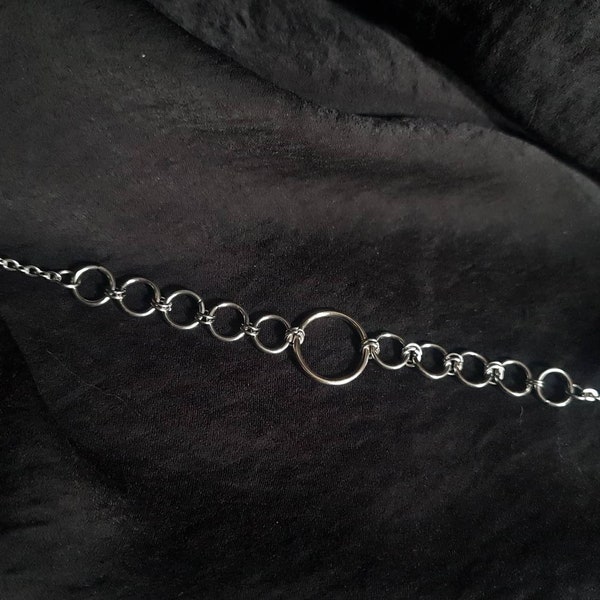 Stainless Steel Gothic O Ring Chain Choker Necklace