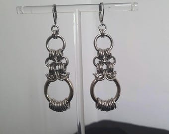 BEA Large O Ring Chainmail Hoop Earrings | Stainless Steel | Huggie Hoops | Chunky Earrings