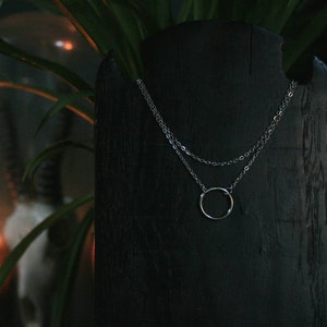 Dainty O Ring Steel Double Layer Choker Necklace