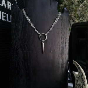 Stainless Steel Silver Double Chain O Ring Spike Choker Necklace | Silver Choker | Accessories |